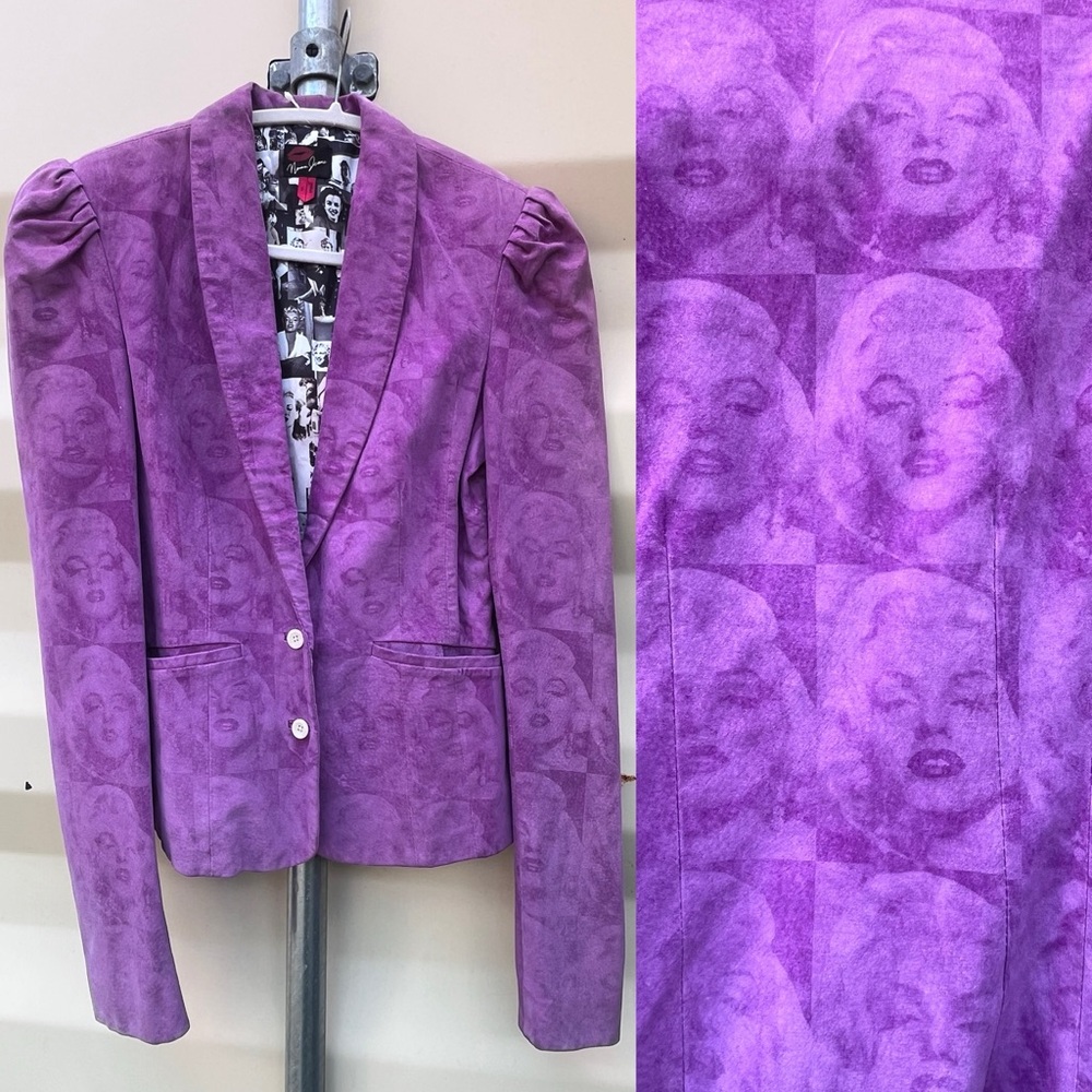 Suede Blazer w/Marilyn Monroe Print/ Pop Art